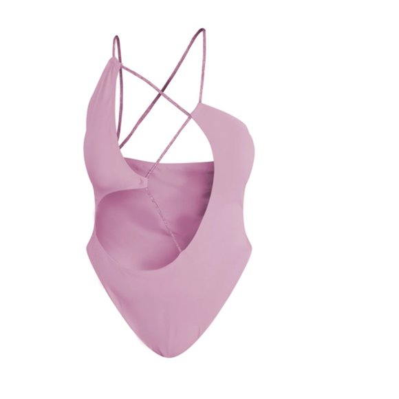 Pretty Little Thing Women´s Plus Asymmetric Diamante Strap Swimsuit In  Pink - Picture 1 of 9